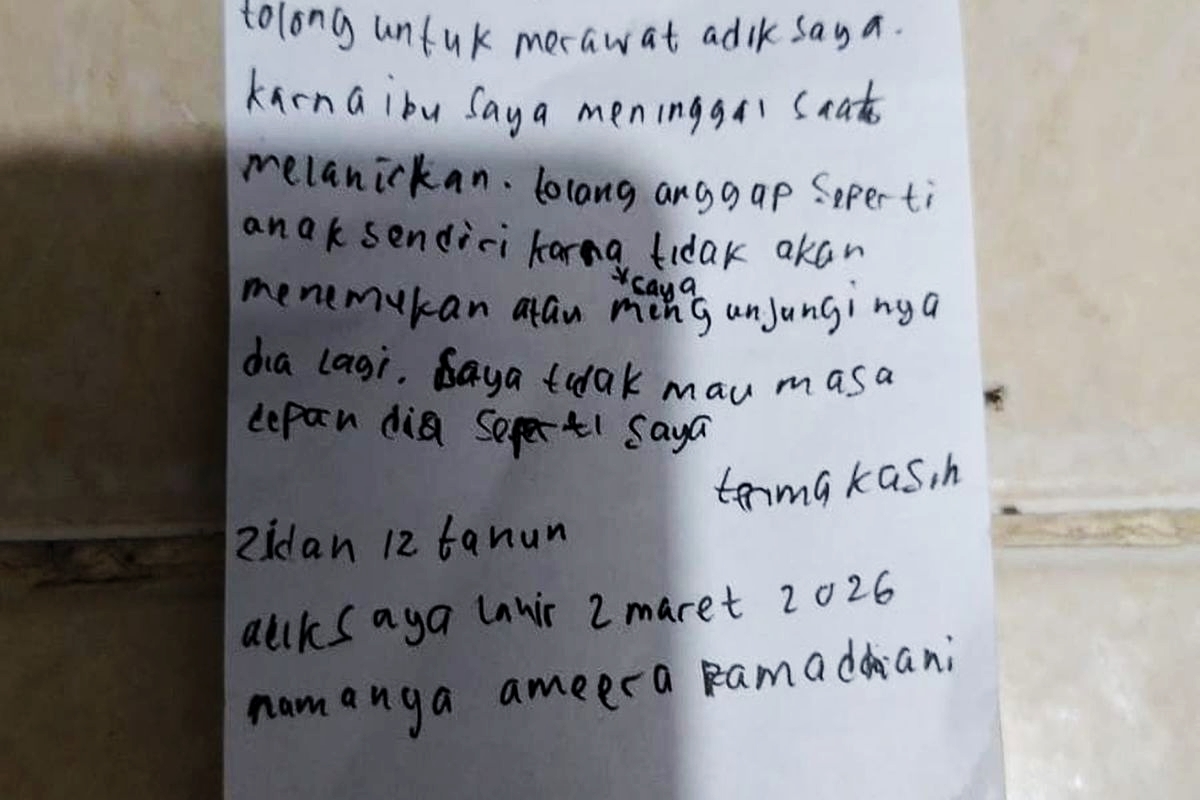 'Tolong Anggap Anak Sendiri': Surat Pilu Bocah 12 Tahun yang Tinggalkan Adiknya di Gerobak Nasi Uduk