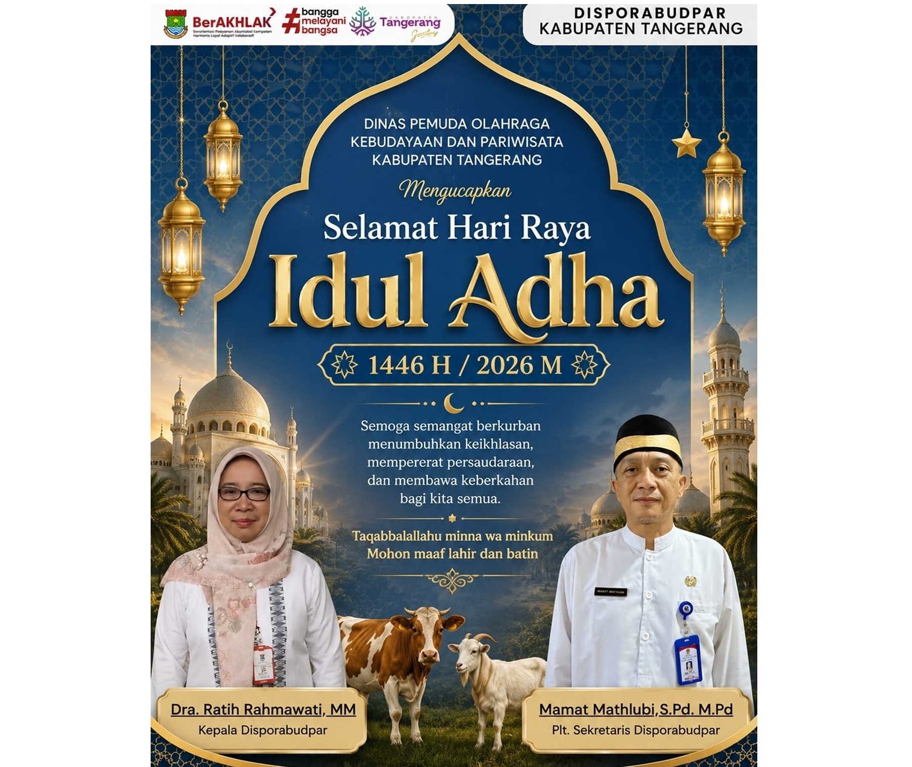 DISPORABUDPAR Kabupaten Tangerang Mengucapkan Selamat Hari Raya Idul Adha 1446 H/2026 M