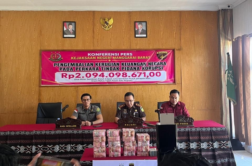 Dana Rp2,09 Miliar dari Perkara Korupsi Disetor Kejari Manggarai Barat ke Kas Negara