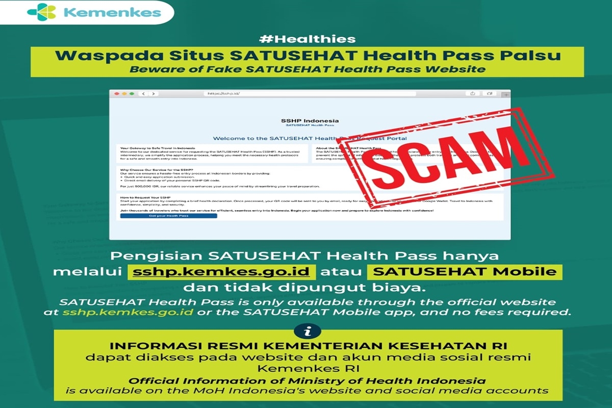 Waspada! Beredar Penipuan Via Situs Palsu SATUSEHAT Health Pass
