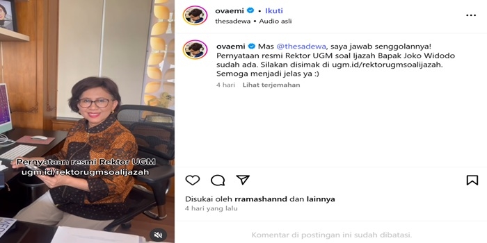 Nama Rektor UGM Ova Emilia Tercemar Usai Bela Ijazah Jokowi Asli, Ketahuan Pernah Lakukan Hal Keji Ini
