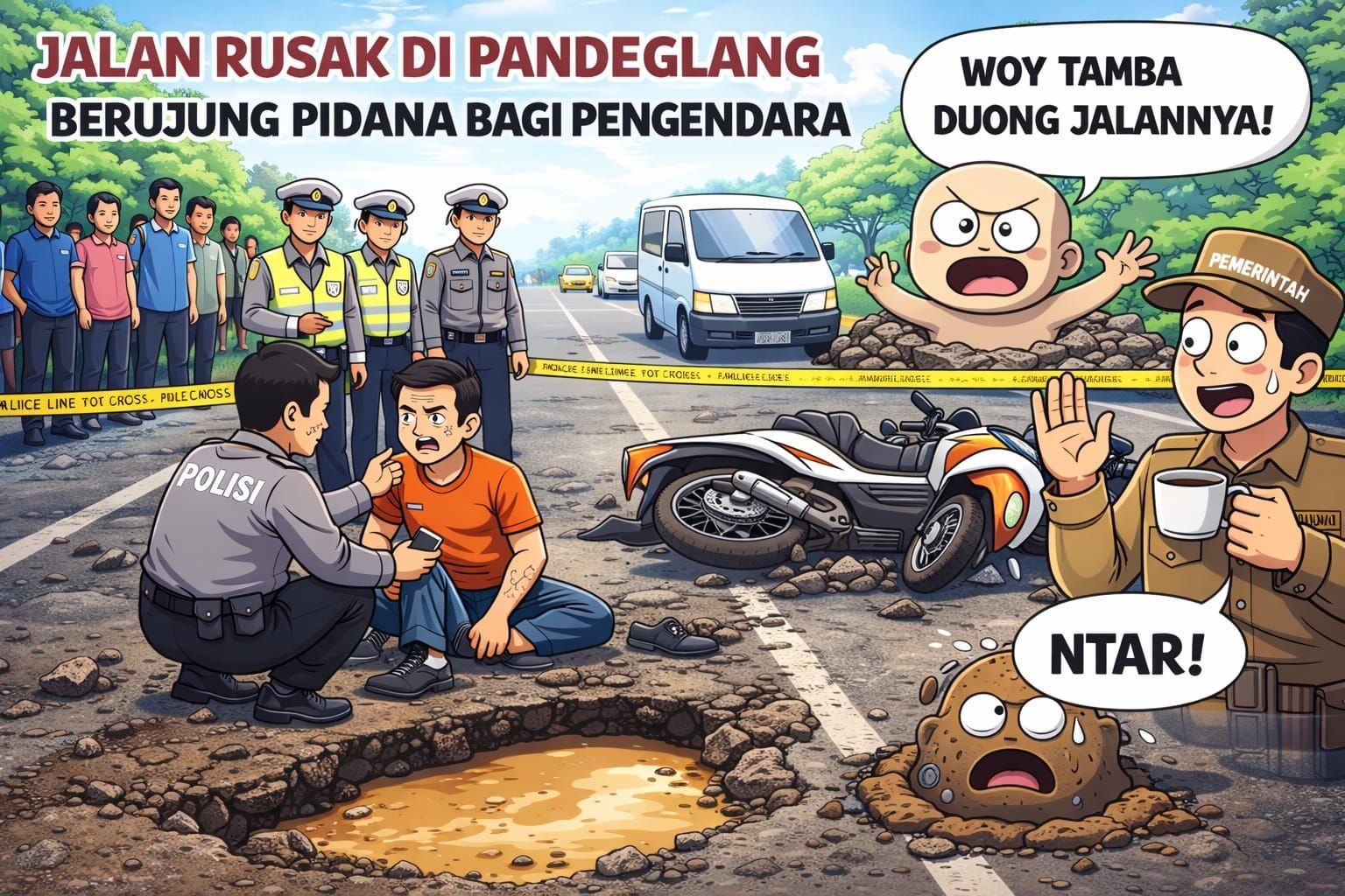 Lubang Jalan Renggut Nyawa, Tukang Ojek Malah Jadi Tersangka