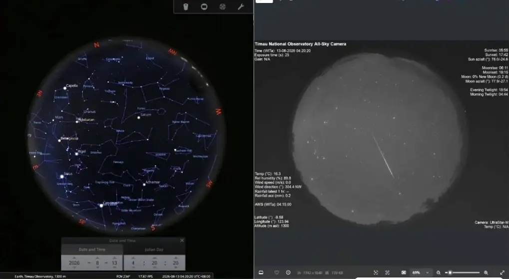 Hujan Meteor Perseid 2026 Terekam di Langit NTT, Begini Penampakannya dari Observatorium Timau