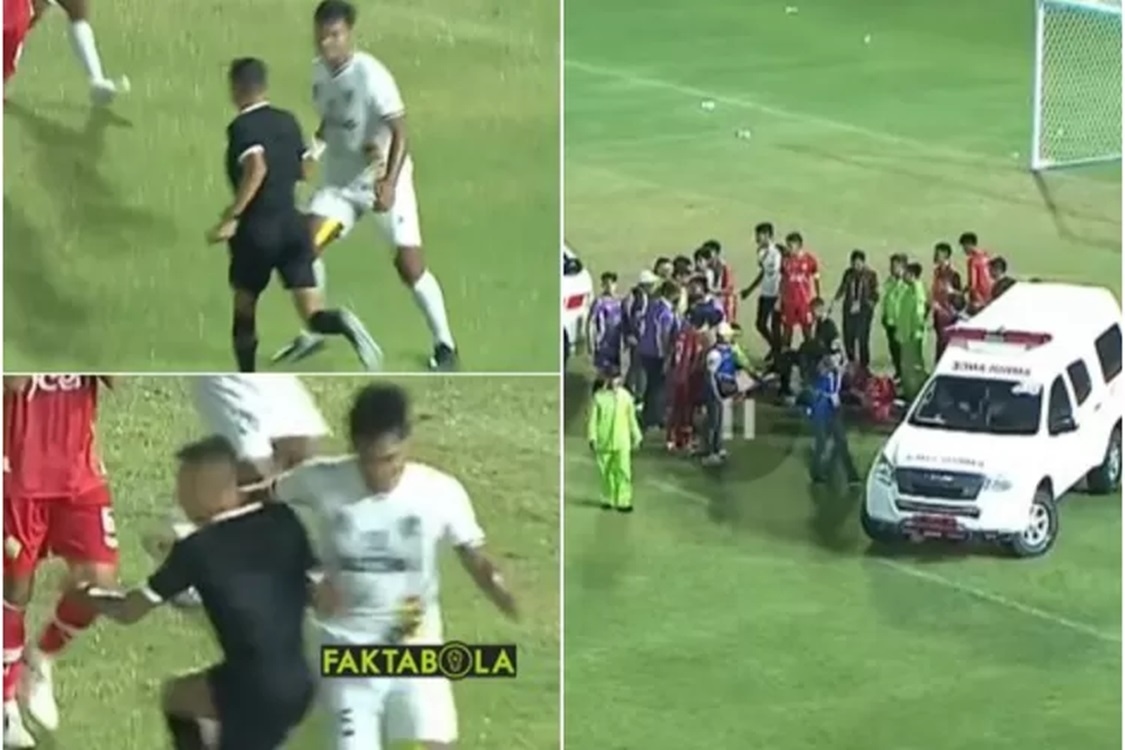 Wasit Kena Bogem Mentah Hingga Pingsan Saat Pimpin Pertandingan Sepak Bola Aceh vs Sulteng di PON XXI Sumut 2024