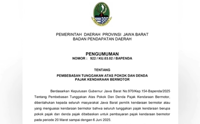 Kirim Pesan ke 081122301818 untuk Pemutihan Pajak Kendaraan 2025 Jawa Barat, Siapkan STNK dan BPKB Ya!
