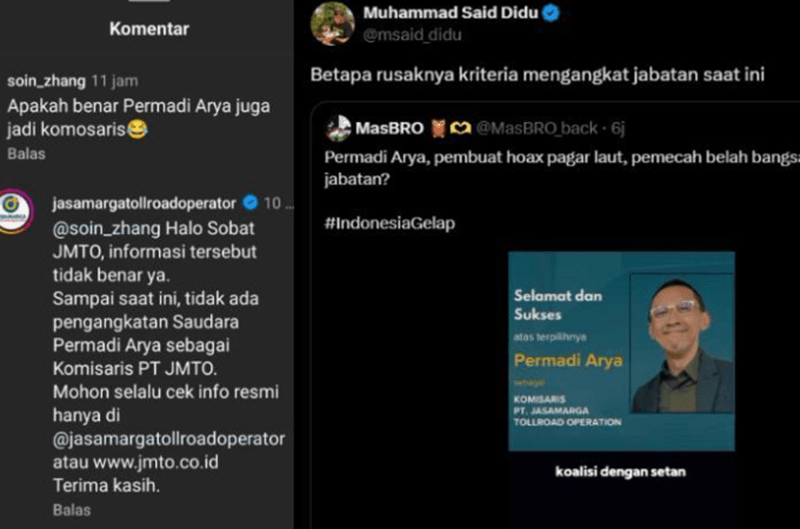 Ramai Beredar Isu Permadi Arya Alias Abu Janda Jadi Komisaris Jasa Marga, JMTO Beri Tanggapan
