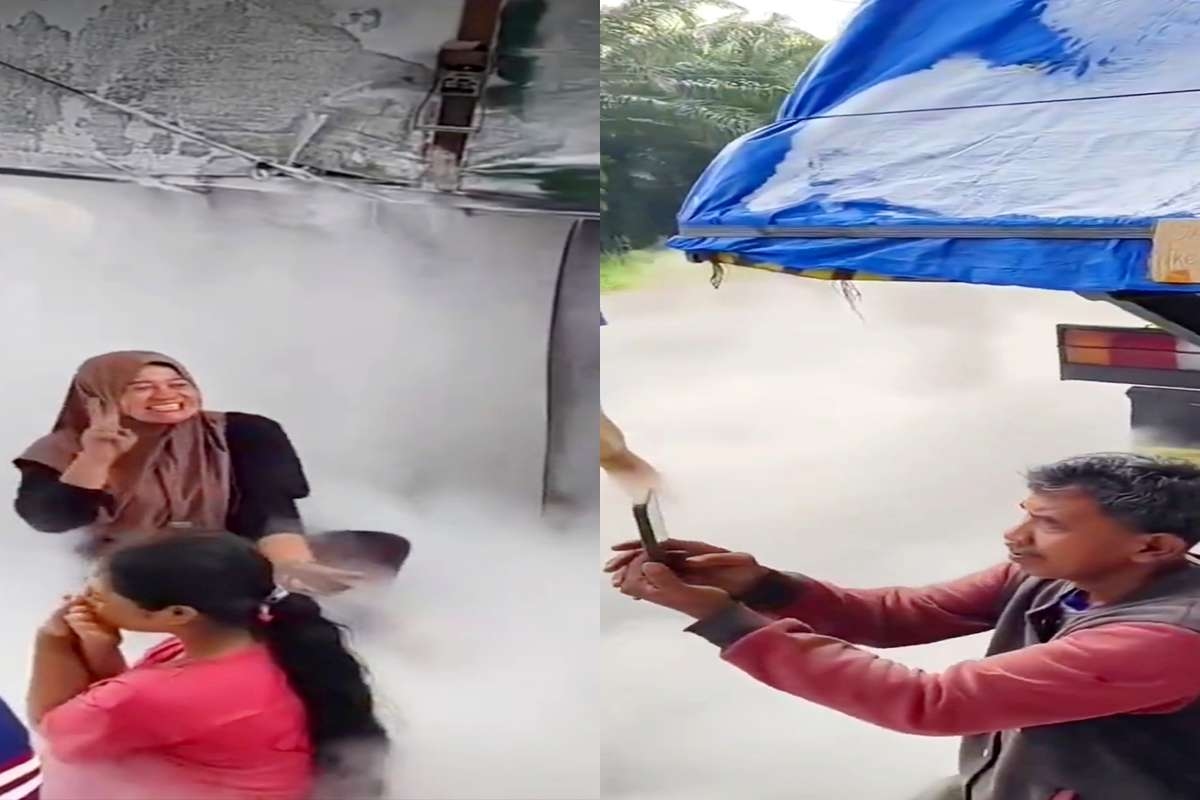 Viral! Truk 'Misterius' Keluarkan Uap Dingin di Tengah Jalan Sumatera Utara, Warga Heboh: Jadi Studio Foto Dadakan yang Lebih Estetik